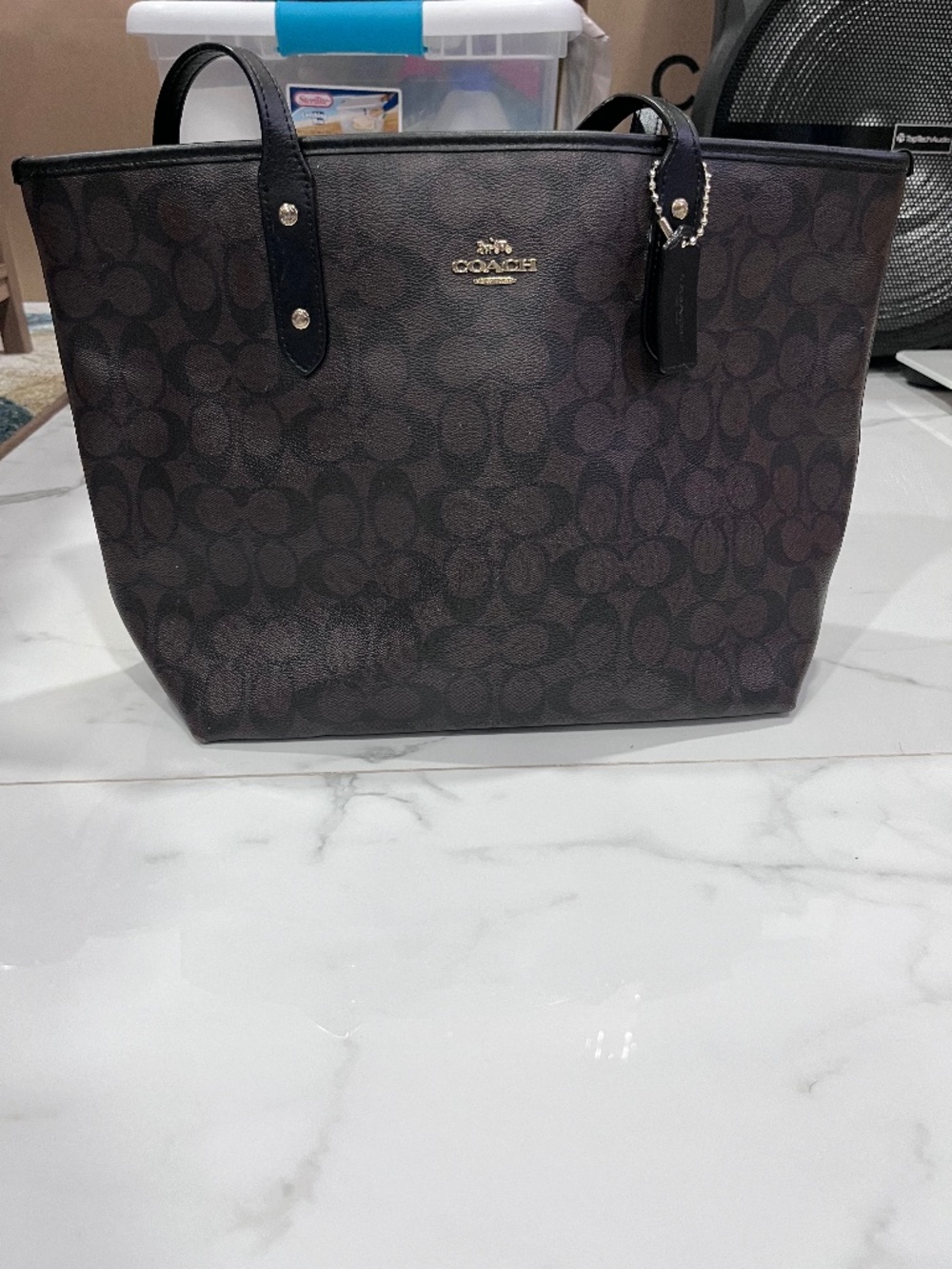 Signature Brown/Black Coach City Tote Shoulder Bag